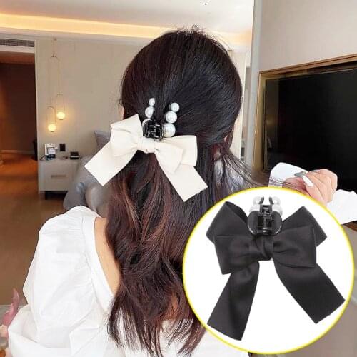 Hair Claw Elegant Pearl Bow Clip Korean Style Butterfly Hair Crab Hairpin Large Good Quality