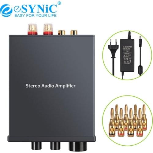 ESYNiC 2 Channel Stereo Audio Amplifier HiFi Class D Integrated Amp Digital Power Amplifiers 12V 25V For Home Speaker 50W + 50W