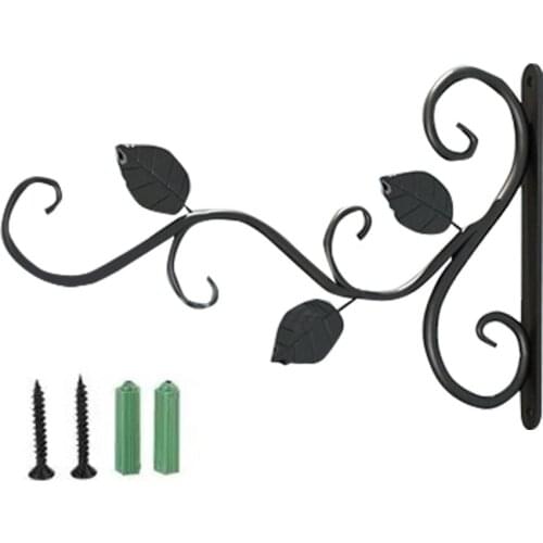 European Style Wall Hanging Flowerpot Bracket Iron Flower Stand Balcony Home Decoration Iron Plants Pots Hooks Black 2020