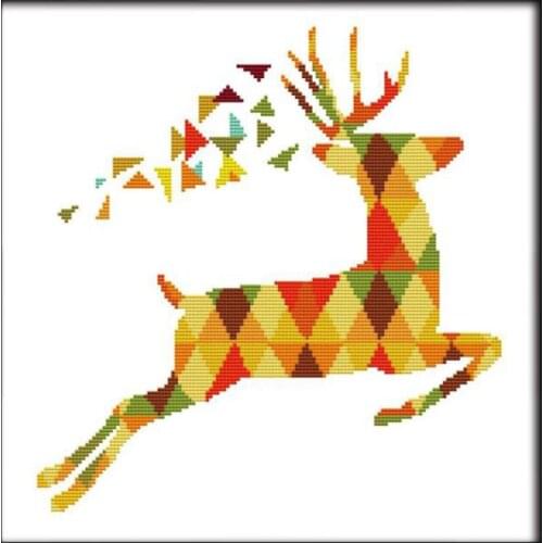 Joy Sunday Seven color deer Chinese printed canvas cross stitch embroidery needlework kit 14CT DMC fabric counted DIY handicraft