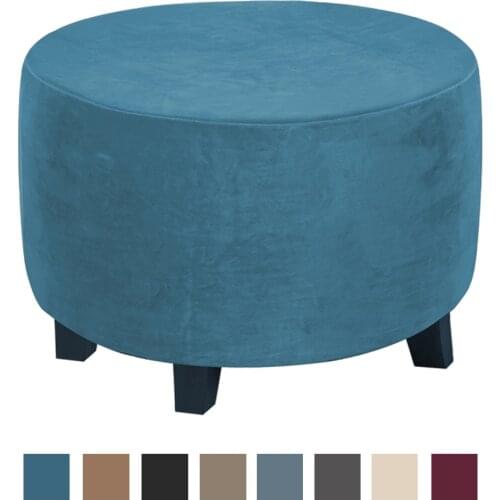 Round Folding Storage Covers Ottoman Slipcovers Polyester Removable Footstool Protect Footrest Covers for Diameter 48-55cm