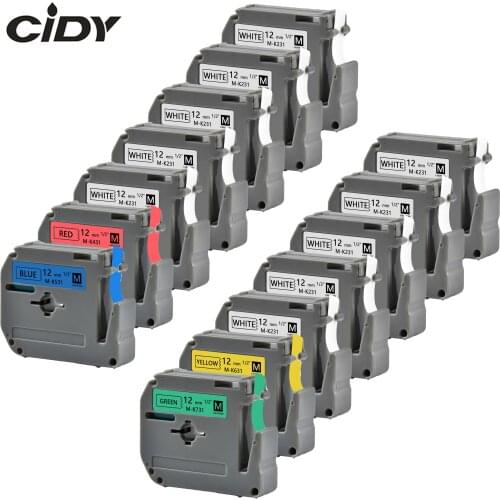 14 color Labeler ribbon MK231 MK-231 M-K231 thermal label tape ribbon 12mm for Brother P-touch PT-80 PT-90 PT-70 PT-65