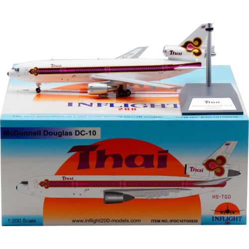 Diecast 1:200 Scale Douglas DC-10-30 HS-TGD Thailand Thai Airlines Airplane Model Alloy Aircraft Plane Collection Souvenir
