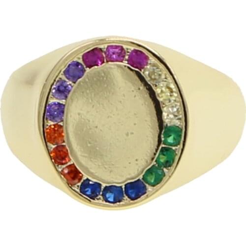 Copper gold color thin gold ring line micro pave cz eternity rainbow cz round women ring