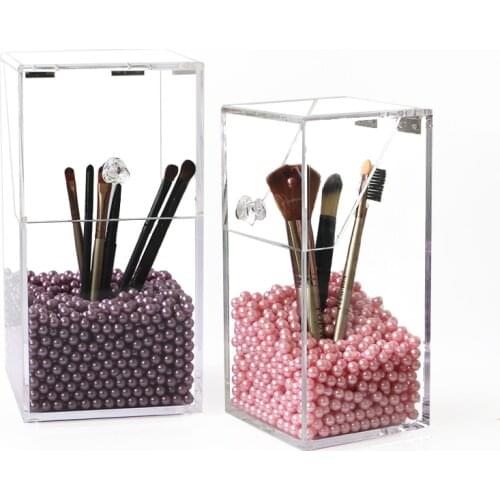 Fashion Crystal Plastic Makeup Organizer Storage Box For Make Up Brush Cosmetic Storage Organizer Holder Display Container Case