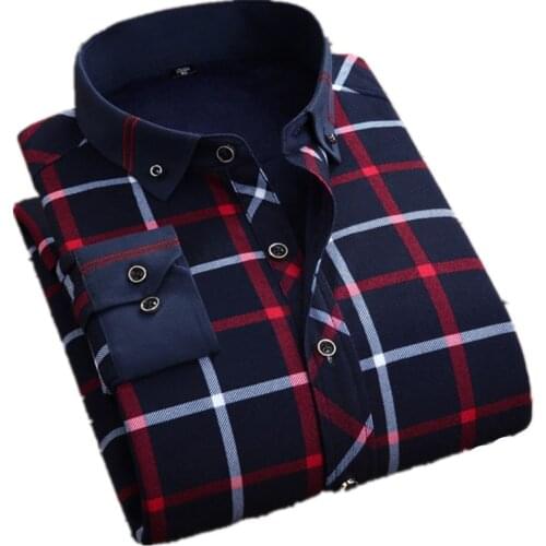 Winter Big Men 6XL 7XL 8XL Long Sleeve Velvet Thick Warm Shirt Plaid Business Casual Male Plus Size 48 Checkered Shirt Clothing
