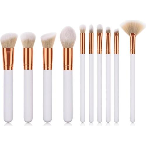 Makeup brushes set White/Gold Professional with Natural Hair Foundation Powder Eyeshadow Make up Brush Blush 10pcs