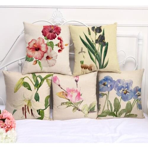 Cushion Cover 45X45CM Flower Printed Sofa Cushions Office Car Pillow Cases Polyester Pillowcase Home Decor Pillow Covers