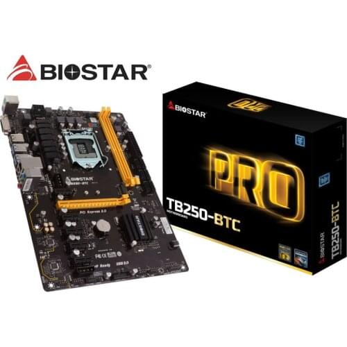 NEW Mining Motherboard for BIOSTAR TB250-BTC 6PCIE GPU cards B250 LGA 1151 DDR4 TB250 ATX BTC 6 cards mainboard