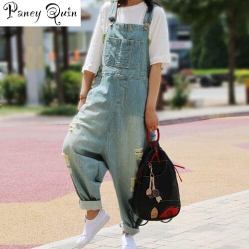 New big size denim overalls jumpsuit women Casual Loose Solid Overalls Retro Strapless Playsuits Oversized jeans cowboy