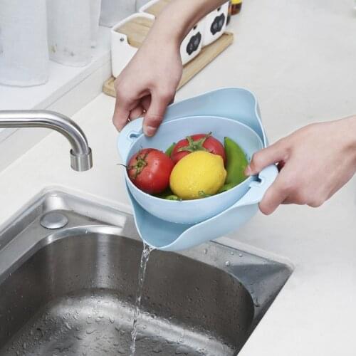 Kitchen Laundry Organizer Thickening Home Kitchen Plastic Rice Friut Bowl Washing Rice Sieve Basin Washing Basket