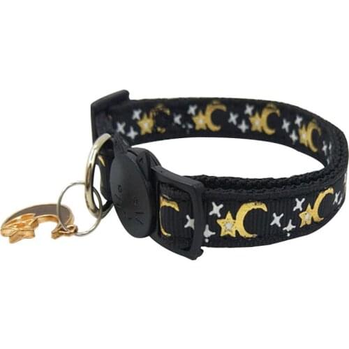 Kitten Collar Adjustable Nylon Moon Star Pattern Dog Collar Puppy Collar With Pendant Multicolor Cat Choker Dog Accessories