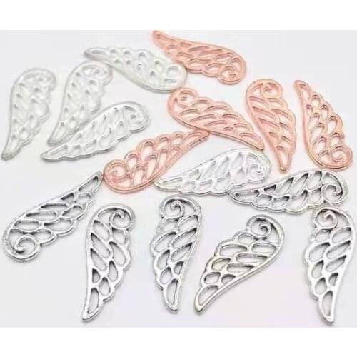 Wholesale 42 pcs Plated Angel Wings Charms Pendants Jewelry Making Bracelet Accessories Diy Jewelry Finding