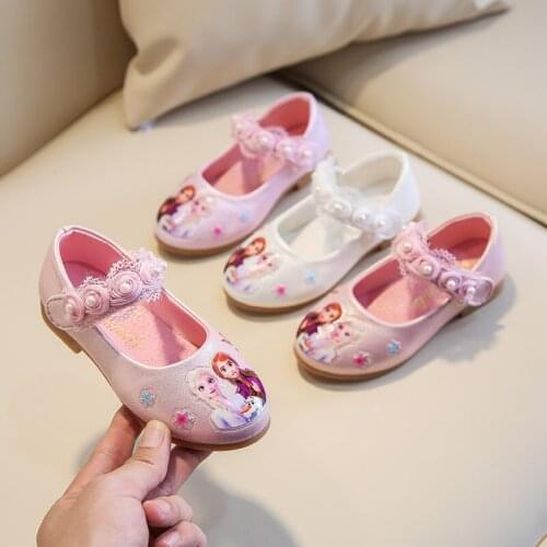 Disney Girls Sandals Aisha princess Kids Leather Shoes children Soft bottom Lace sandal Fashion Girl Flat Dance Shoes Size 26-35