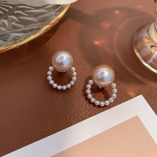2021 Korean New Simple Geometry Clip Earrings Fashion Temperament Sweet Pearl Flower no piercing Earrings Female Jewelry