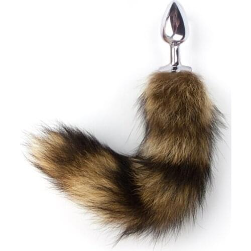 Silicone metal Purple black pink Anal beads brown fox tail Butt plug Role Play Flirting Fetish erotic ass sex anus Toy for Women