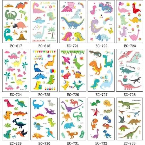 Tattoo Sticker Cute Cartoon Unicorn Dinosaur Waterproof Temporary Tattoo for Kid Cute Fake Children Body Art Christmas Gift