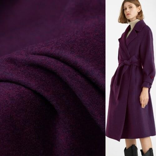 The Cloth Dark Purple Thicken Double-side Overcoating Fabrics 100%Wool Materials Winter Women Overcoat Sewing Cloth Freeshipping