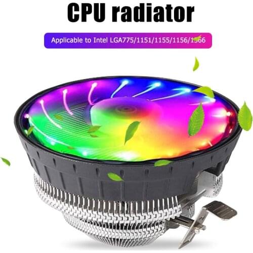 TDP 95W CPU Cooling Fan RGB Colorful Lighting 4Pin Air Cooler Radiator for Intel LGA775/1151/1155/1156/1366 Cooling System