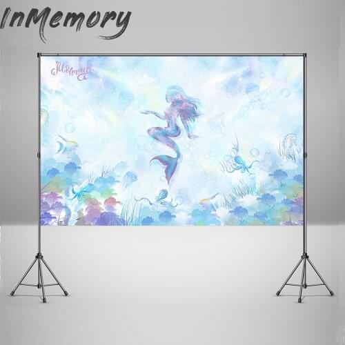 Underwater JellyFish Mermaid Birthday Backdrop Vinyl Custom Girls Photography Background Photophone Photocall Prop
