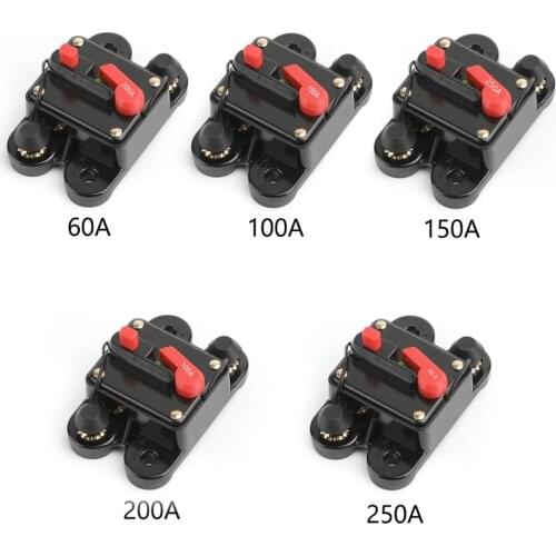 Areyourshop 60A 100A 150A 200A 250A Circuit Breaker Protection Reset Fuse For Home Solar System Car Audio Marine DC 12V 24V