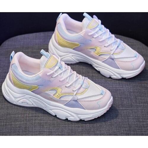 2021 Womens Fashion Color Matching Casual Shoes Woman Daddy Shoes Breathable Sneakers New Spring Women Shoes Platform Shoes