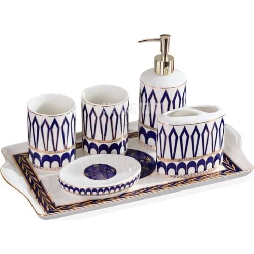 1 Set of European-style Retro Ceramic Cup With Tray And Brush Holder Home Household Bathroom Mouthwash Cup High-grade Cup Set