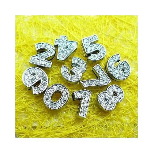 10pcs 8mm rhinestone slide number for key chain wristband