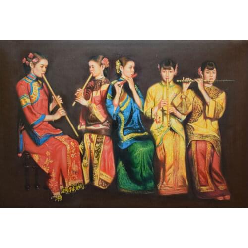 100%Hand Painted Figure Oil Painting on Canvas Chinese Court figures Canvas Painting Wall Art Picture Painting for Living Room