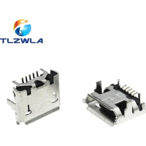 100Pcs Micro USB 5Pin Ox Horn Female Usb Socket Flat Mouth Four Legs Socket Mini USB Connector