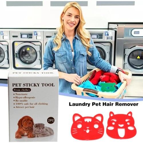 2pcs Pet Hair Catcher Washing Machine Hair Remover Cat Shape Cleaning Ball Reusable Cleaning Laundry Cat Dog Fur Lint Filter