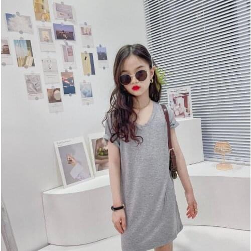 2021 Korea style girls t-shirt cotton summer fashion girls top 3-8t A767