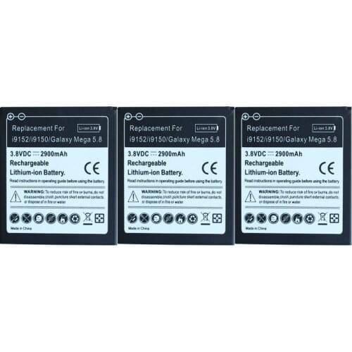 3pcs/lot 2900mAh B650AC/E B600BE/C Replacement Li-ion Battery For Samsung Galaxy Mega 5.8 I9150 I9152 I9508 I959 I9502 Batterij