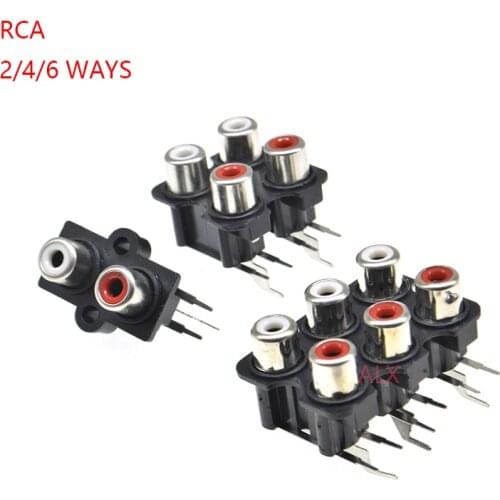 5pcs 2/4/6 ways rca stereo audio female jack AV Audio input socket connector Lotus row Amplifier Interface Signal 2/4/6 hole