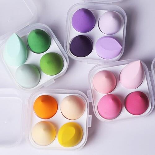 4pcs Women Make Up Accessories Makeup Blender Cosmetic Puff Makeup Sponge Foundation Powder Purple Sponge Beauty Tool