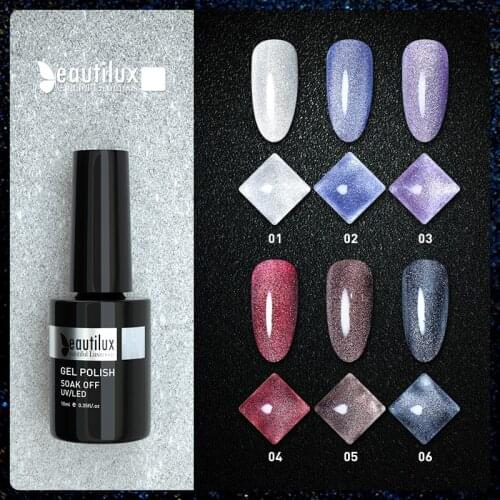 Beautilux Reflective Diamond Cat Eye Gel Nail Polish Semi Permanent UV LED Magnetic Cats Eye Nails Art Varnish Lacquer 10ml