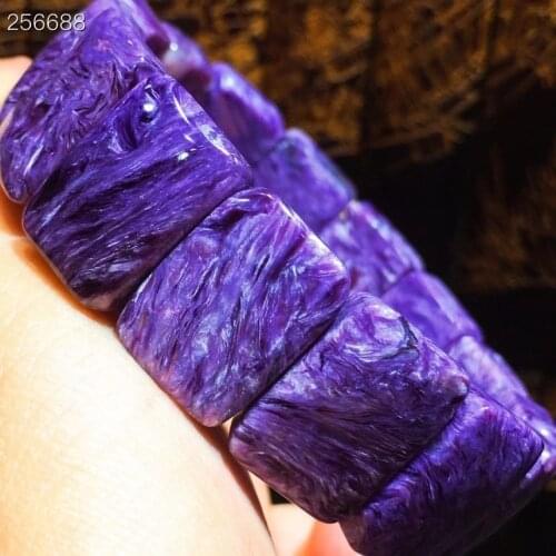 Genuine Russia Natural Purple Charoite Rectangle Beads Bracelet 18.5x13.5x7mm Women Men Russia Charm Russia Fashion AAAAA
