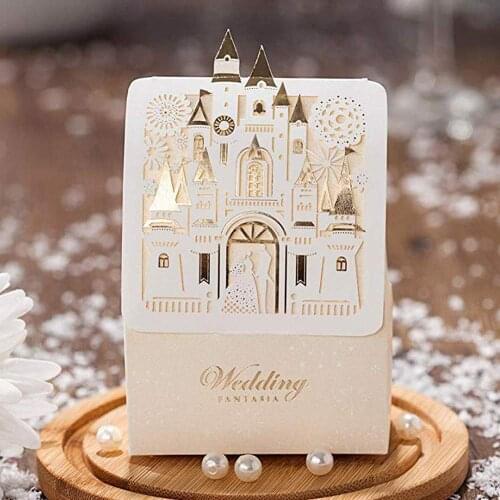 Church Laser Cut Wedding Boxes Candy Box Romantic Castle Design Wedding Favors Gifts Box Sweet Party Supplies CB5093
