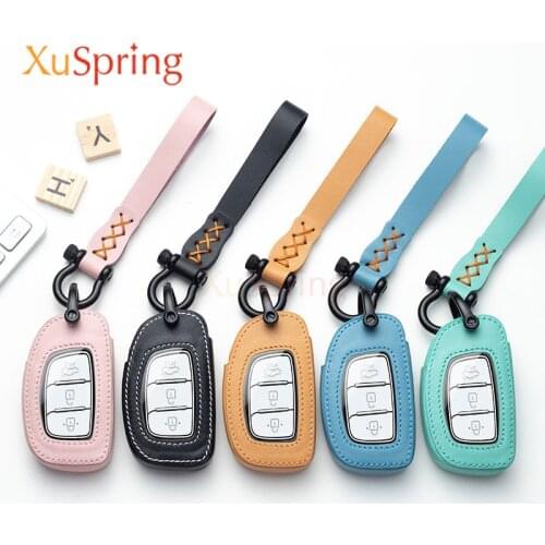 Car Key Case Cover Protective Rubber Leather for Hyundai Accent Verna Solaris Sonata 2017 2018 2019 2020 2021 2022