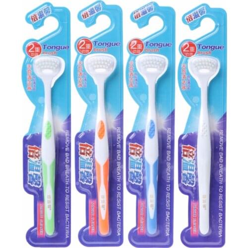 18x3cm Dual Side Dental Care Cleaner Brush Scraper Oral Tongue Clean Breath Health Tool For Adults More Color