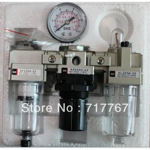 1/4'' AC2000-02 3 in 1 Filter Regulator Lubricator SNS PNEMATIC PARTS SMC ype F.R.L. Unit AC(AF2000+AR2000+AL2000)