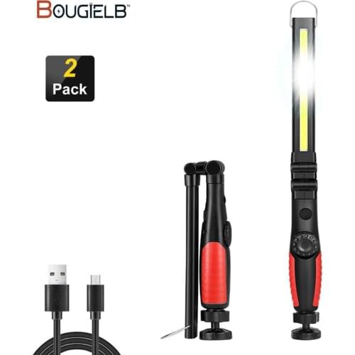 COB LED Work Light Foldable USB Rechargeable Flashlight 360°Rotate Portable Hook Magnetic Inspection Light For Garage camping