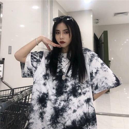 Woman tshirts harajuku tops Tie dye hip hop kpop oversized ropa mujer t shirt aesthetic vintage graphic Couple t shirts clothes