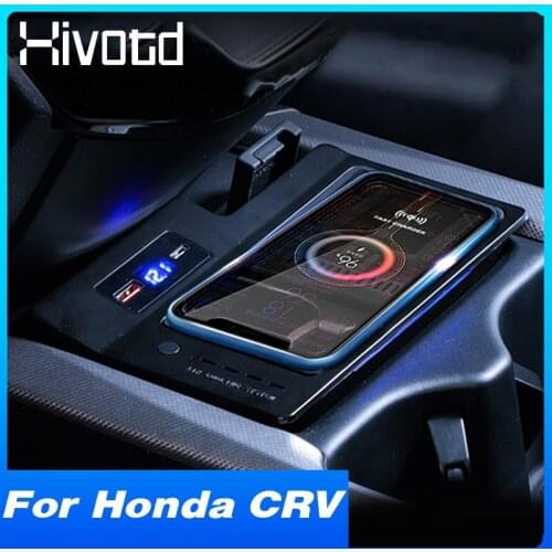 Hivotd 15W Car QI Wireless Charger Fast Phone Charging Plate Accessories Interior Modification Parts For Honda CRV 2017-2020