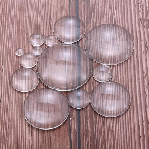 10pcs 16mm 18mm 20mm 25mm 30mm 35mm 40mm 45mm 50mm Round Flat Back Clear Glass Cabochons Dome for Jewelry Making DIY Findings