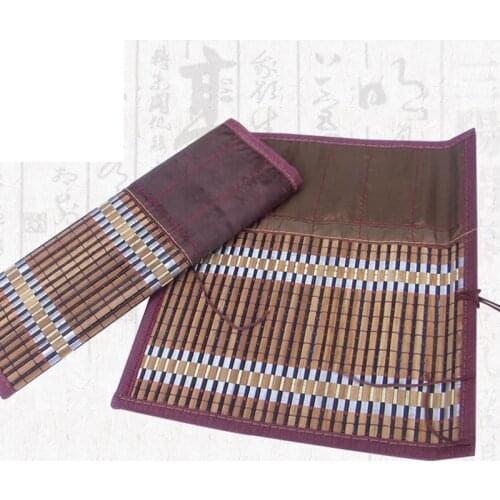 Chinese Style Calligraphy Brush Pen Holder Pen Case Bag Roll Brush Pen Curtain Bamboo Material