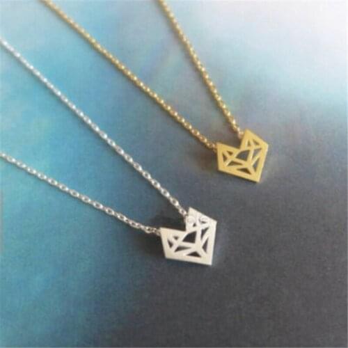 Hot Selling Simple Fashion Tiny Origami Animal Necklace Jewelry. Lovely Folded Origami Tiny Fox Head Necklace Jewelry