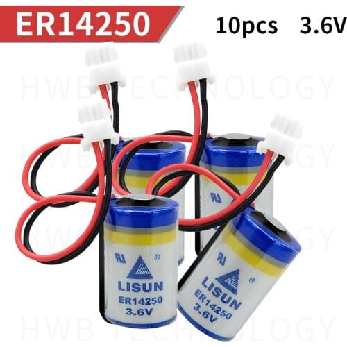 10pcs LISUN LISUN 1 / 2AA ER14250 3.6V lithium battery with plug Delta PLC program disposable batteries