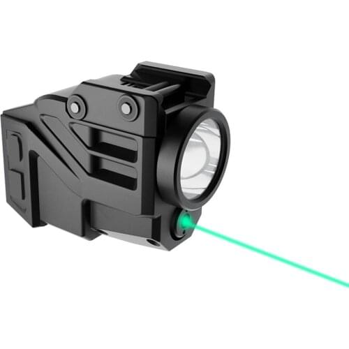 Magnetic Rechargeable Sub Compact Rail Green Laser Sight with High Lumen LED Flashlight Integrated Combo with Strobe for Pistol