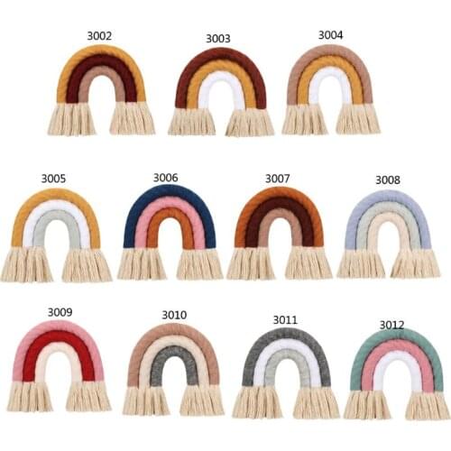 Macrame Cotton Rainbow Tapestry Wall Hanging Hand-woven Room Bedroom Decoration P31B